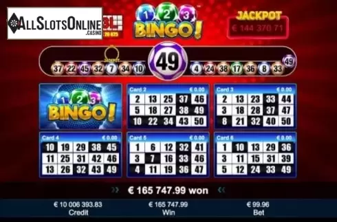 Game Screen. 1-2-3 Bingo! from Greentube