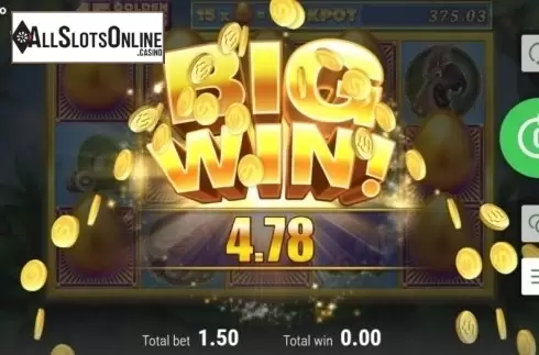 Big Win Screen. 15 Golden Eggs from Booongo