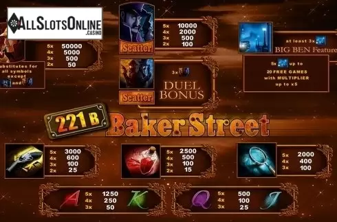 Paytable 1. 221b Baker Street HD from Merkur