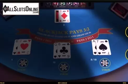 Game Screen. 3 Hand Blackjack (HungryBear) from HungryBear