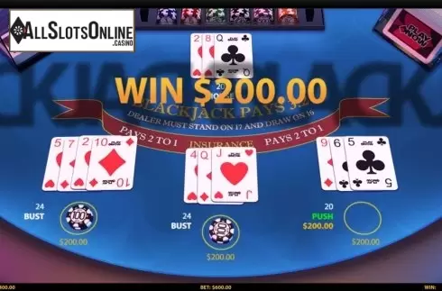Win Screen 3. 3 Hand Blackjack (HungryBear) from HungryBear