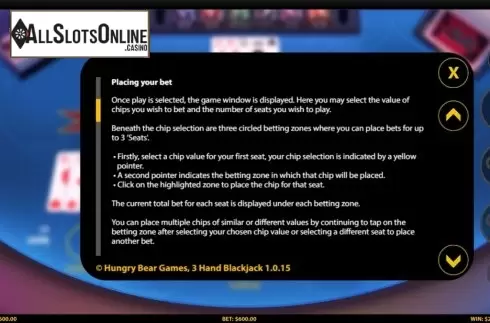 Info 2. 3 Hand Blackjack (HungryBear) from HungryBear