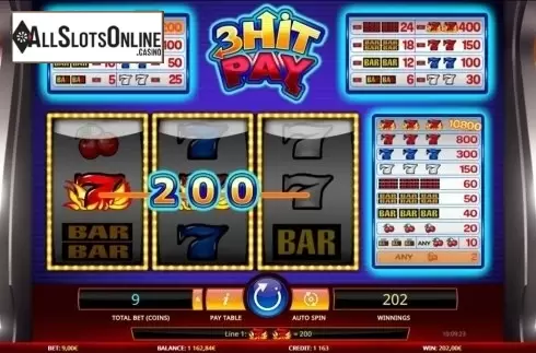 High Win screen. 3 Hit Pay (New) from iSoftBet