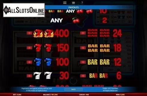 Paytable 2. 3 Hit Pay (New) from iSoftBet