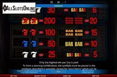 Paytable 3. 3 Hit Pay (New) from iSoftBet