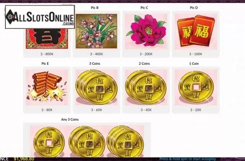 Paytable . 4 Seasons: Spring from Maverick