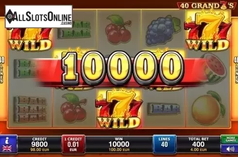 Win Screen. 40 Grand Sevens from FUGA Gaming