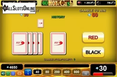 Gamble screen. 40 Hot and Cash from EGT