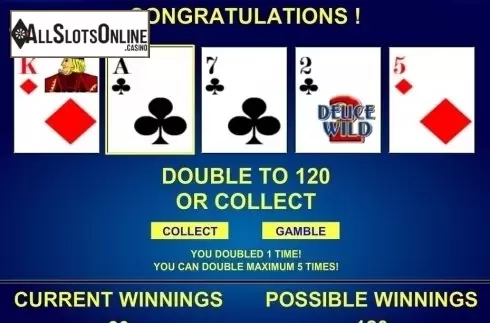 Game Screen. 4x Deuce Wild Poker from iSoftBet