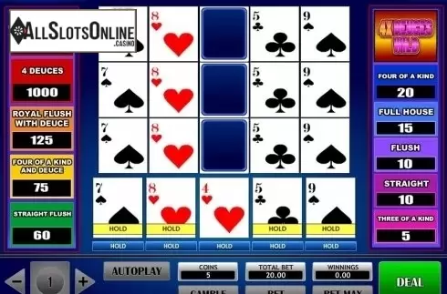 Game Screen. 4x Deuce Wild Poker from iSoftBet