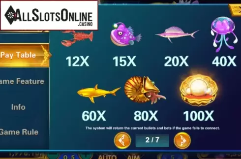Paytable 1. 5 Dragons Fishing from JDB168