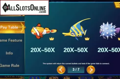 Paytable 3. 5 Dragons Fishing from JDB168