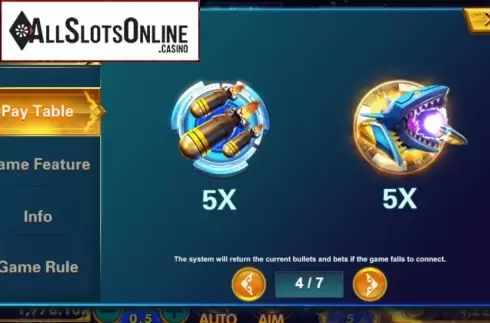 Paytable 4. 5 Dragons Fishing from JDB168