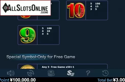 Paytable 3. 5 Dragons (Virtual Tech) from Virtual Tech
