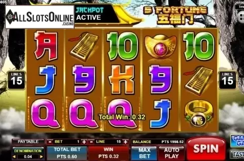 Win Screen. 5 Fortune from Spadegaming