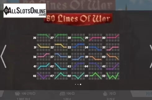 Paytable 3. 50 Lines Of War from MrSlotty