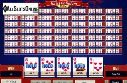 Game field screen. 50-line Jacks or Better (Playtech) from Playtech