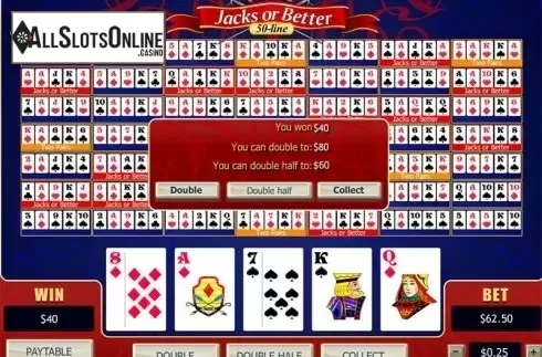 Win window screen. 50-line Jacks or Better (Playtech) from Playtech