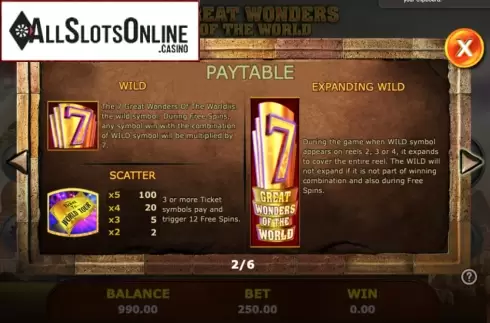 7 Great Wonders. 7 Great Wonders Of The World from 888 Gaming