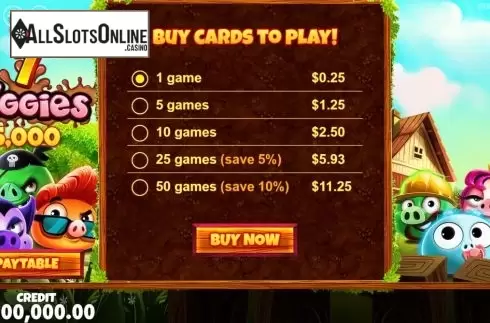 Start Screen. 7 Piggies Scratchcard from Pragmatic Play