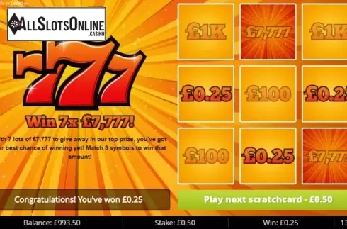 Win Screen 4. 777 (Gluck Games) from Gluck Games