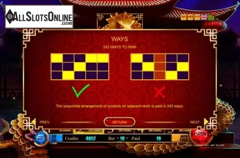 Ways to win screen. 88 Dragons Treasure from Belatra Games