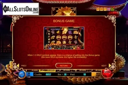 Bonus game screen. 88 Dragons Treasure from Belatra Games
