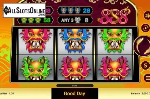 Reel Screen. 888 Dragons (Spadegaming) from Spadegaming