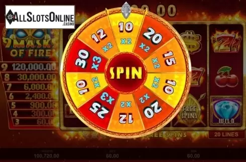 Bonus Wheel. 9 Masks Of Fire from Gameburger Studios