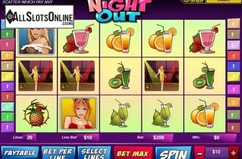 Reels screen. A Night Out from Playtech