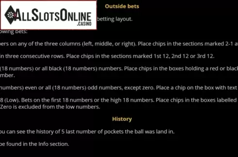 Game rules 2. American Roulette 3D (Evoplay) from Evoplay Entertainment