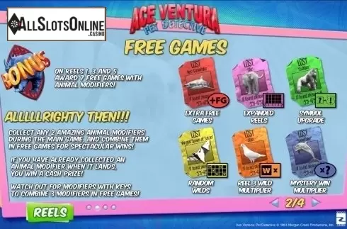 Paytable 2. Ace Ventura from Playtech