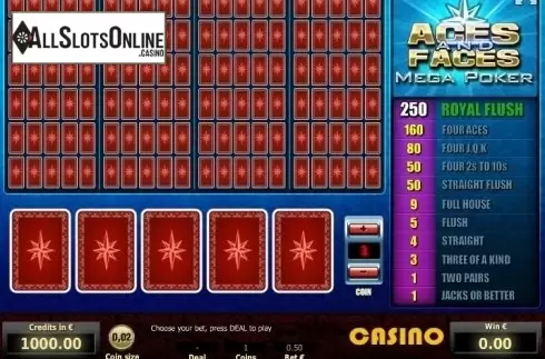 Game Screen 1. Aces & Faces Mega Poker from Tom Horn Gaming