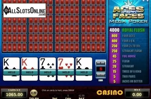 Game Screen 3. Aces & Faces Mega Poker from Tom Horn Gaming