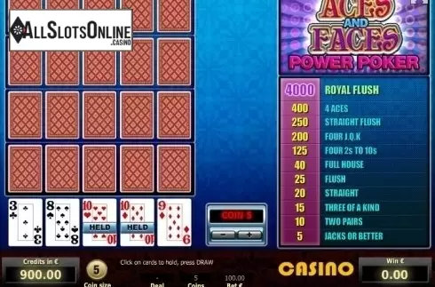 Game Screen 2. Aces and Faces 4 Hand Poker from Tom Horn Gaming