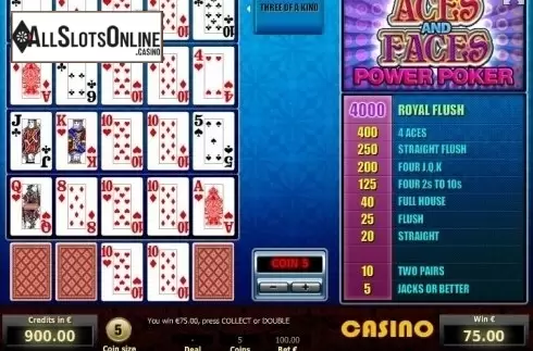Win Screen. Aces and Faces 4 Hand Poker from Tom Horn Gaming