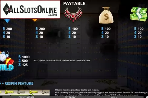 Paytable screen 2. Acme Bank from Capecod Gaming