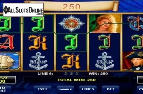 Win screen. Admiral Nelson from Amatic Industries