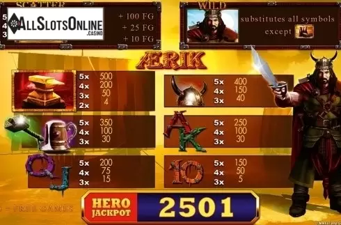 Paytable. Aerik from Merkur