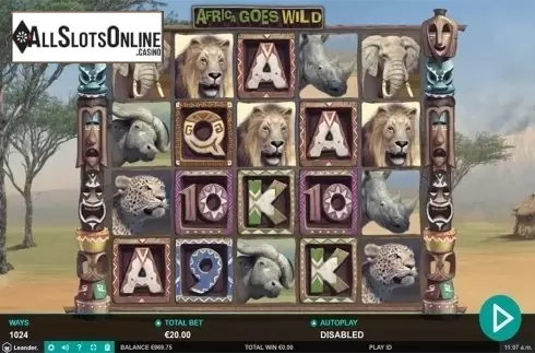 Reels screen. Africa Goes Wild from Leander Games