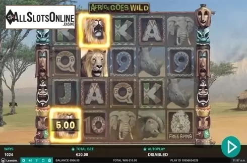 Win screen. Africa Goes Wild from Leander Games