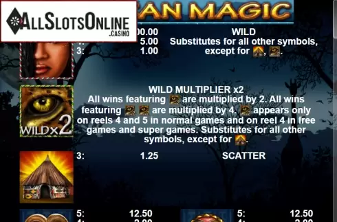 Paytable 1. African Magic from Casino Technology