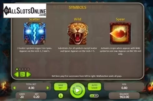 Paytable 1. African Spirit (Booongo) from Booongo