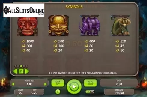Paytable 4. African Spirit (Booongo) from Booongo
