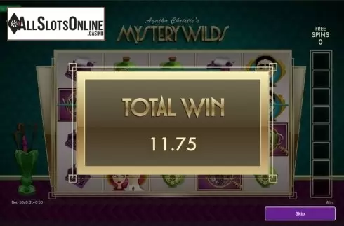 Bonus Game Win Screen 2. Agatha Christie's Mystery Wilds from Gamesys
