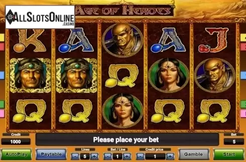Reels screen. Age Of Heroes Deluxe from Novomatic