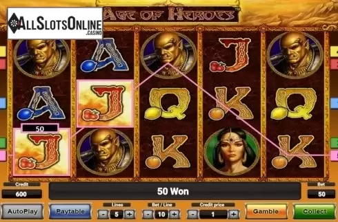 Game workflow . Age Of Heroes Deluxe from Novomatic