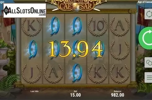 Win screen. Age of Caesar from Booongo