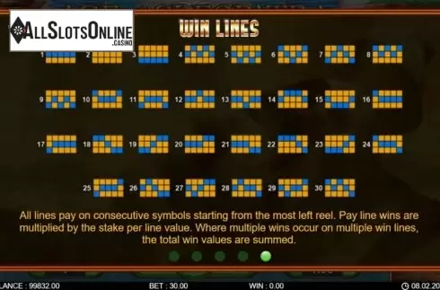 Paytable screen 2. Age of Cleopatra from 7mojos