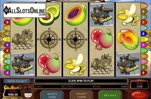 Reel screen. Age of Discovery from Microgaming